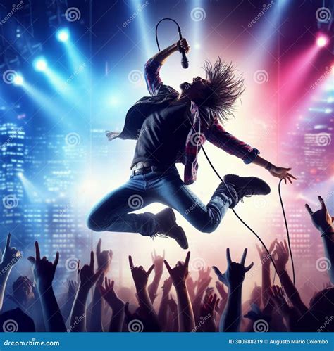 Person Sing Play Song Dance Jump Pose Music in Concert Illustration ...