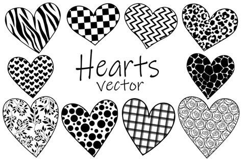 Hearts black and white Valentine's day vector. (1127713)