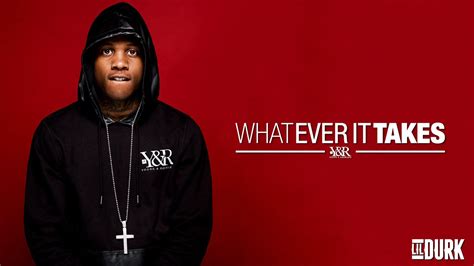 Lil Durk In Red Background Wearing Black Head Covered Overcoat With ...