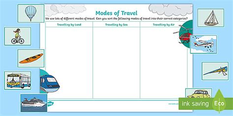 Modes of Transportation Sort Worksheet | Twinkl Resources