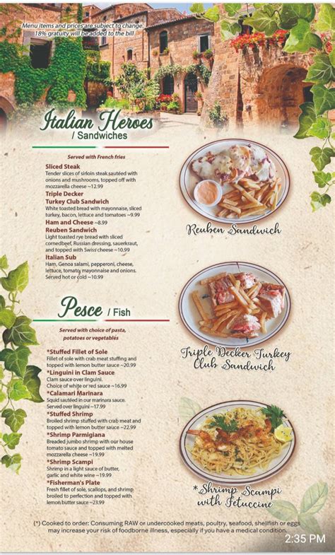 Menu at Mario's Restaurant, Forest City