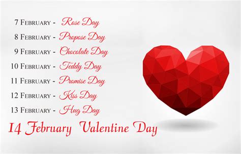 Valentine’s Day Date Sheet 2020: Celebrate Hug Day, Rose Day, Kiss Day, Propose Day with your ...