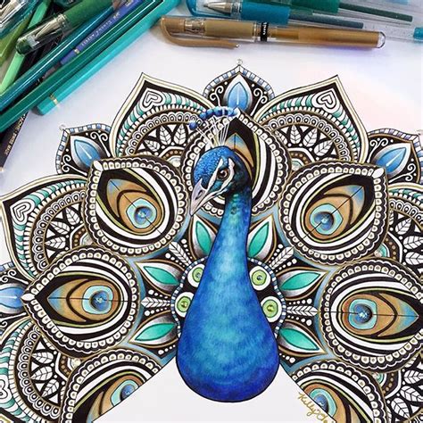 peacock mandala art on Instagram Mandala Art, Mandala Drawing, Mandala ...