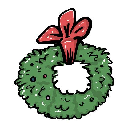 Christmas Wreath Vector Hand Drawn Illustration Stock Illustration - Download Image Now - Art ...