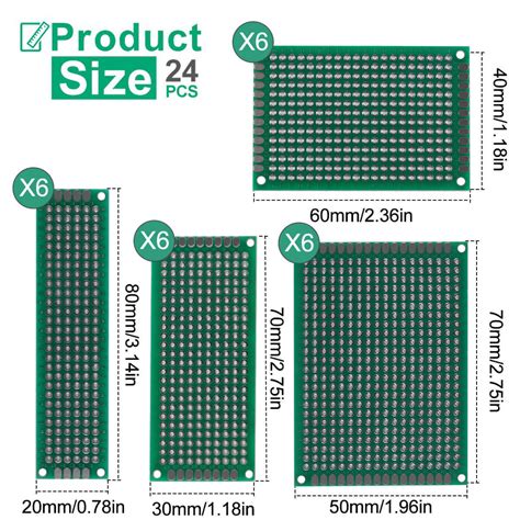 MakerFocus 24 PCS Universal Prototype PCB Board for Soldering Practice