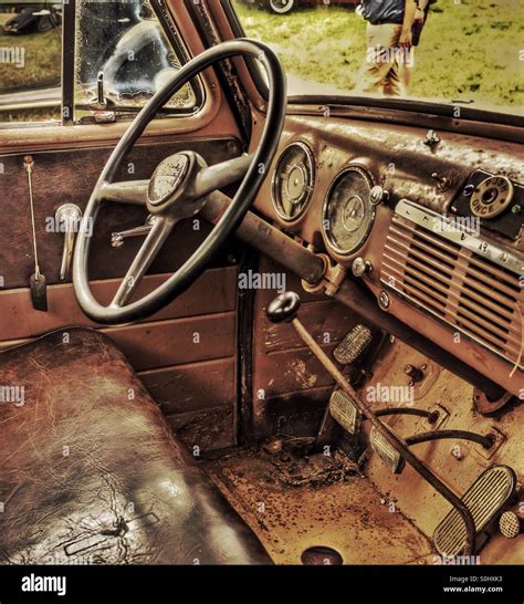 Vintage car interior Stock Photo - Alamy