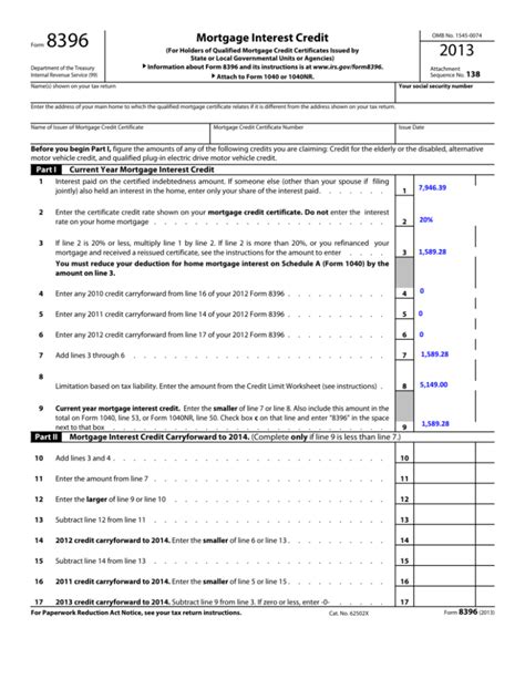 MCC Savings Tax Example - IRS Form 8396