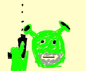 Shrek with a beard and a gun - Drawception