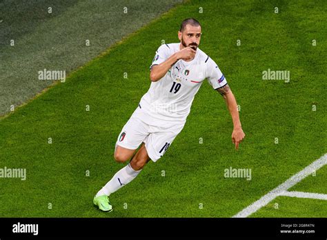 Munich, Germany - 02 July: Leonardo Bonucci of Italy celebrates a non valid goal during the UEFA ...