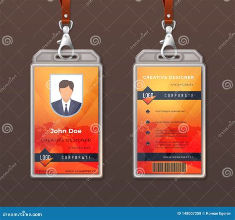 ID Card Corporate Identity. Employee Access Badge Design Template, Office Identification Tag ...