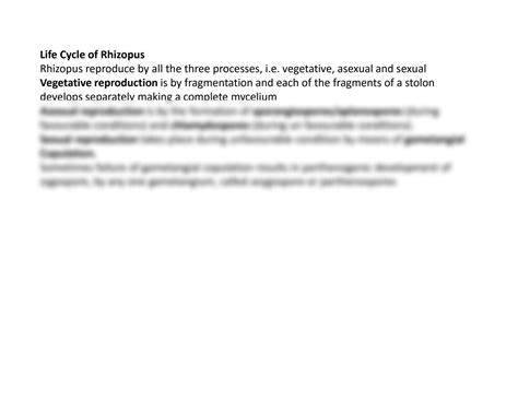 SOLUTION: Structure and life cycle of rhizopus and agaricus - Studypool