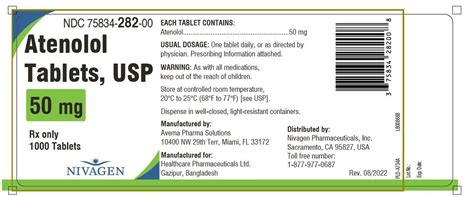 Atenolol Tablets: Package Insert - Drugs.com