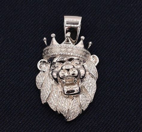 Greek Crown Lion Head Charm Pendant 14k White Gold Finish - Etsy | Greek crown, Pendant, Charm ...