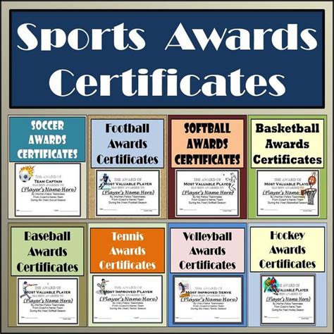 Sports Awards Bundle: Certificates & Ballots - Eight Different Sports | Football, Hockey and ...