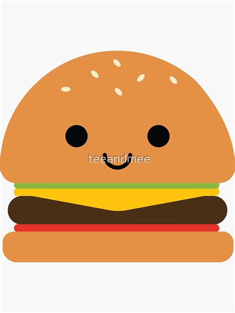 "Burger Emoji Happy Smiling Face" Sticker by teeandmee | Redbubble