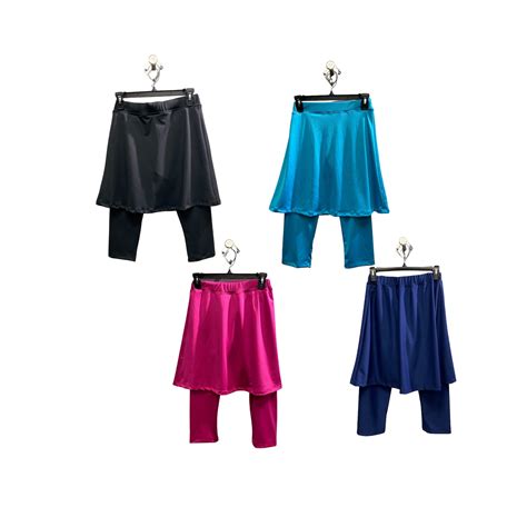 Swim Leggings W Attached Skirt, Mini Flared Skirt With Leggings, Quick Drying Skirted Leggings ...