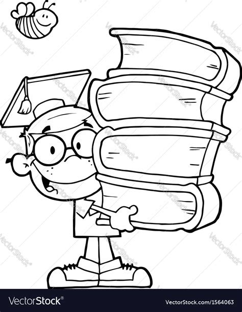 Student with books cartoon Royalty Free Vector Image