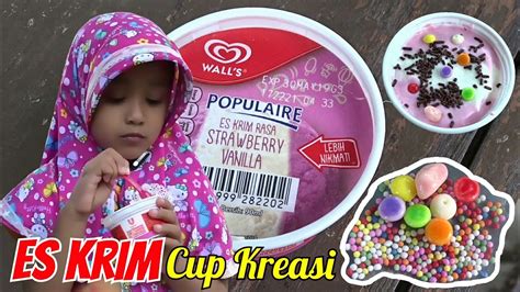 Es Krim Strawberry Vanilla - Es Krim Walls Cup Kreasi Nafis - YouTube