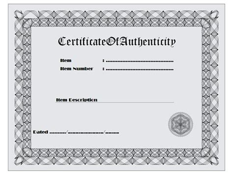 certificate of authenticity free template, certificate of authenticity printable, certificate of ...