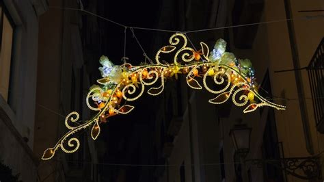 Premium Photo | Christmas lights in the center of salerno.