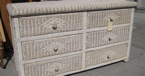 UHURU FURNITURE & COLLECTIBLES: SOLD - White Wicker Dresser - $90