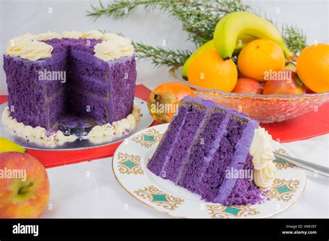 Filipino purple yam cake Stock Photo - Alamy