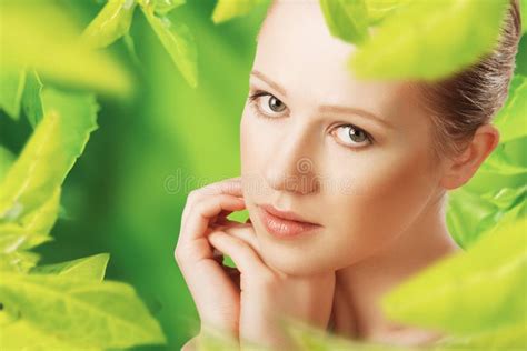 Beauty Woman and a Natural Skin Care in Green Stock Photo - Image of beautiful, natural: 30518068