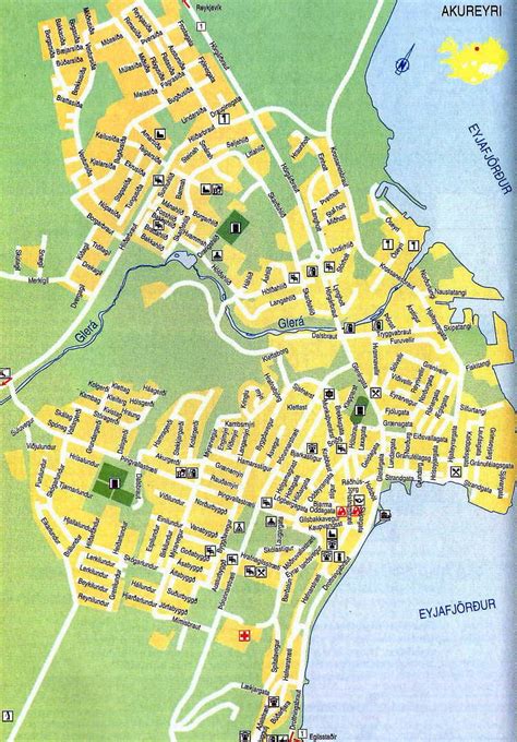 Akureyri City Map - iceland • mappery | Map, Akureyri, Iceland map