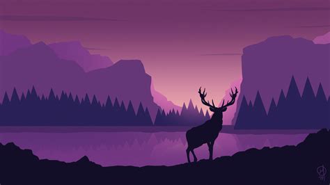 deer, vector art, digital art, purple, nature, artwork, animals HD Wallpaper