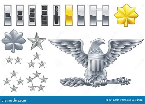 American Army Officer Ranks Insignia Icons Stock Vector - Illustration of badge, officer: 10189084