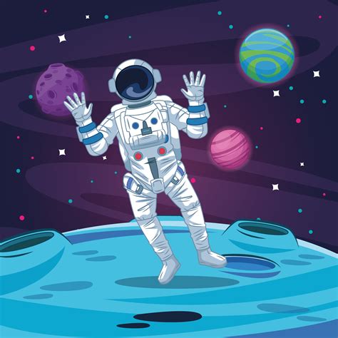 Astronaut in the galaxy cartoon 654954 Vector Art at Vecteezy