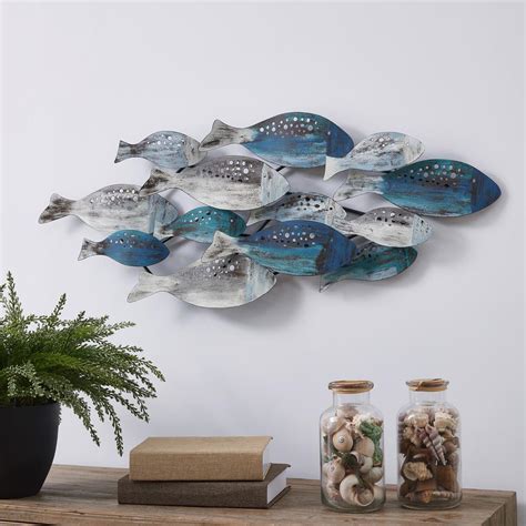 DANYA B Coastal School of Fish Metal Wall Art-FHB6563 - The Home Depot