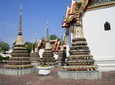 07 February 2019, Bangkok, Thailand, Wat Pho Temple Complex. Buddhist Stupas and Architectural ...