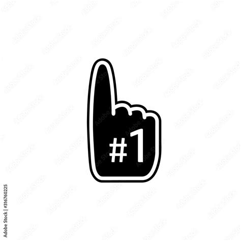 Fan foam finger silhouette icon. Clipart image isolated on white ...