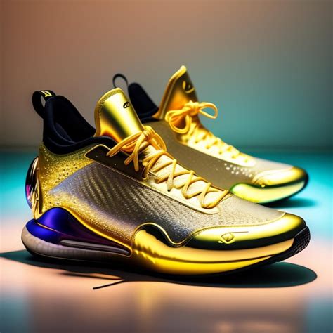 Premium AI Image | A pair of golden and black nike kobe bryant shoes.