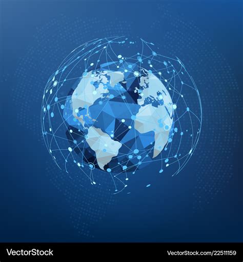 Global network connection polygonal world map Vector Image