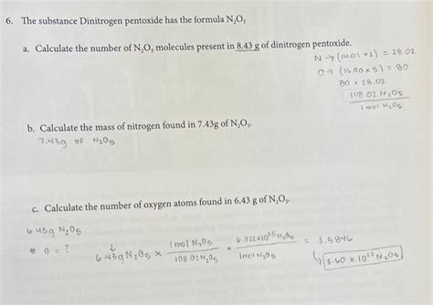 Solved 6. The substance Dinitrogen pentoxide has the formula | Chegg.com