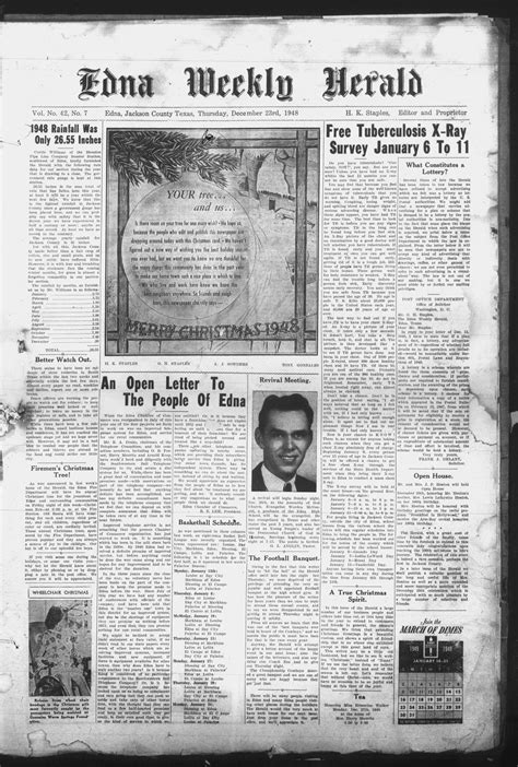 Edna Weekly Herald (Edna, Tex.), Vol. 42, No. 7, Ed. 1 Thursday, December 23, 1948 - The Portal ...