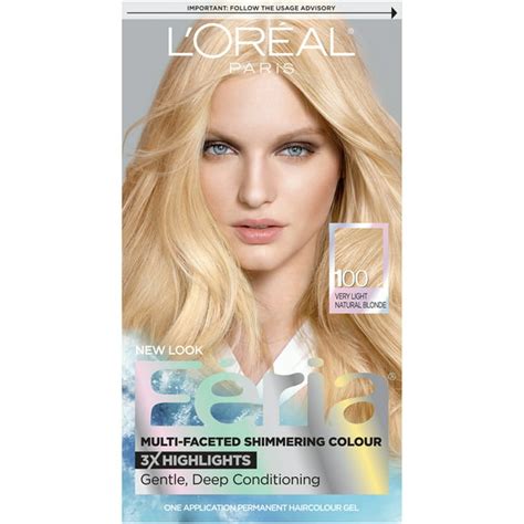 L'Oreal Paris Feria Multi-Faceted Shimmering Permanent Hair Color, 100 Pure Diamond (Very Light ...