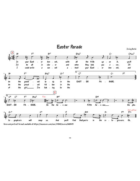 Easter Parade (Lead sheet compressed for single page table viewing) Sheet music for Piano (Solo ...