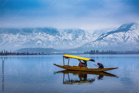 A beautiful view of Dal Lake in winter, Srinagar, Kashmir, India. ภาพถ่ายสต็อก | Adobe Stock