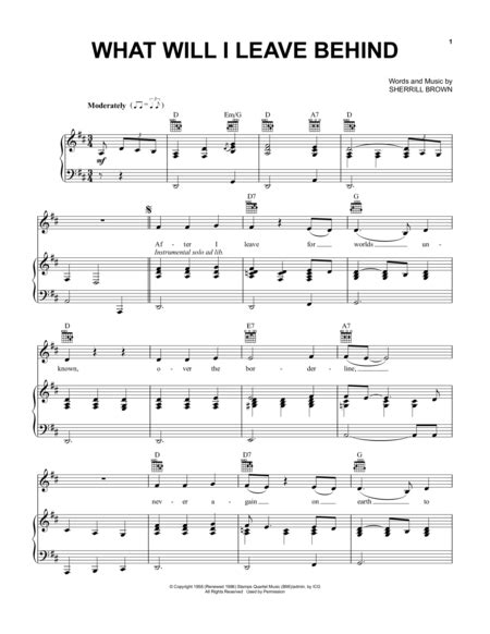 What Will I Leave Behind | Digital sheet music, Sheet music, Prayer for ...