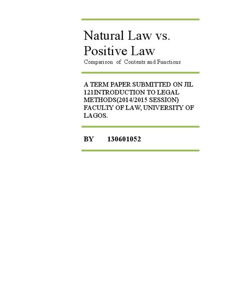 (DOC) Natural Law vs. Positive Law : Comparison of Contents and Functions | olawale adeosun ...