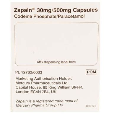 Zapain 30mg/500mg Capsules | Pharmacy2U