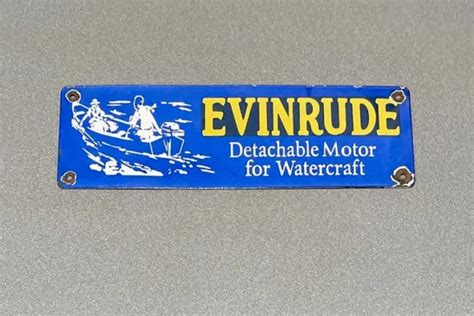 VINTAGE EVINRUDE MOTOR Boat 14” Porcelain Sign Car Gas Truck Gasoline $89.99 - PicClick