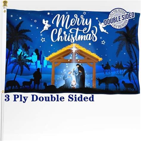 Amazon.com : Nativity Christmas Flag 3x5, Double Sided Jesus Holy Night Christmas Garden Flag ...