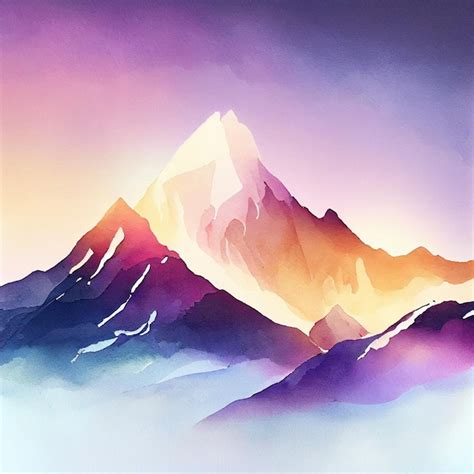 Premium Photo | Mountain landscape watercolor drawing digital illustration