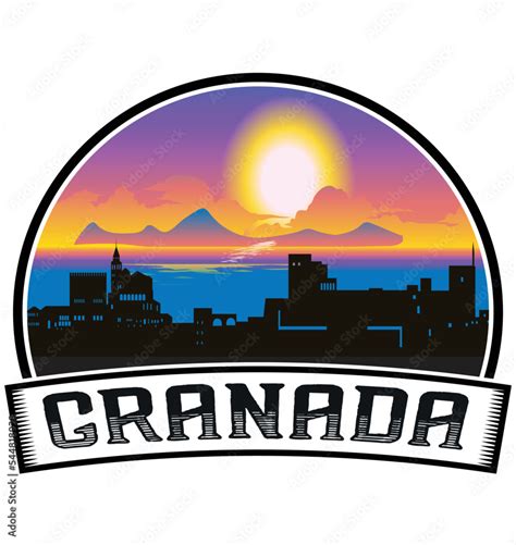 Granada Spain Skyline Sunset Travel Souvenir Sticker Logo Badge Stamp ...