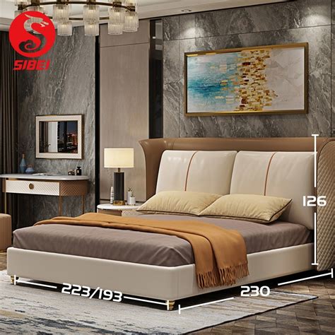 Simple Modern Double Bed Master Bedroom High Box Bed Drawer Storage ...