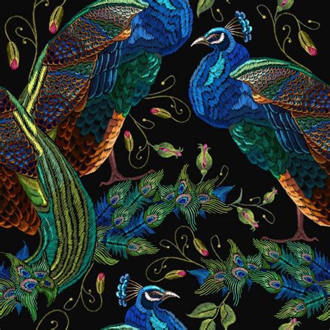 ᐈ Peacock hand embroidery pattern stock vectors, Royalty Free embroidery peacock illustrations ...